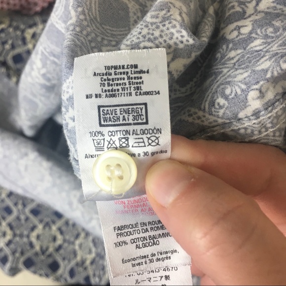 🍑 TOPMAN Printed Slim Fit Button Down Top - Picture 6 of 6